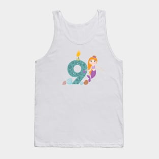 Cute little mermaid nine birthday Tank Top